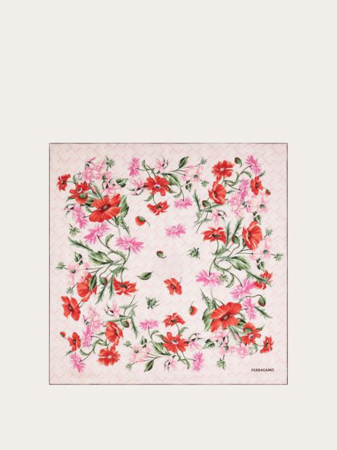 Bouquet print silk scarf