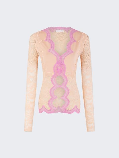 Long Sleeve Lace Top Salmon Pink