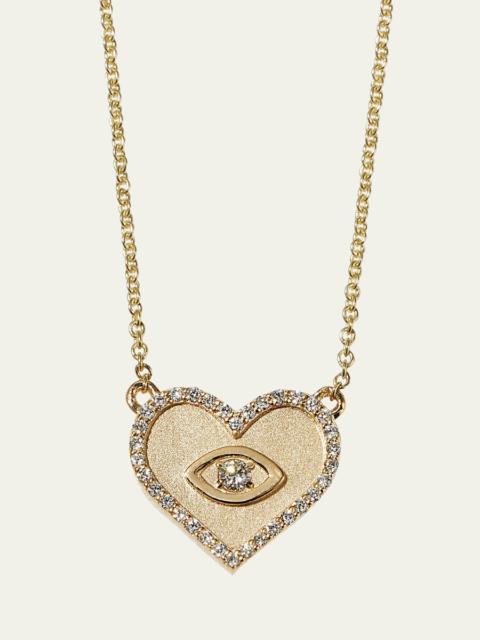 Yellow Gold Small Heart Necklace with Marquise Eye
