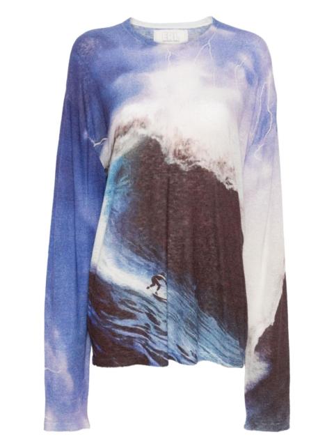 wave-print T-shirt