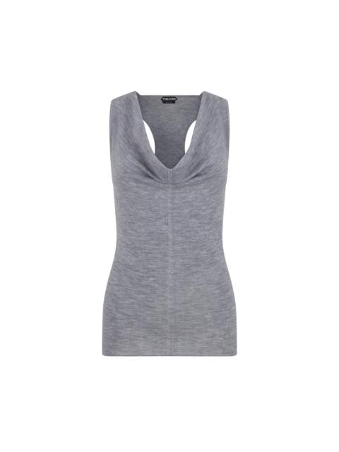 MERINO WOOL RIB KNIT COWL COLLAR TANK TOP