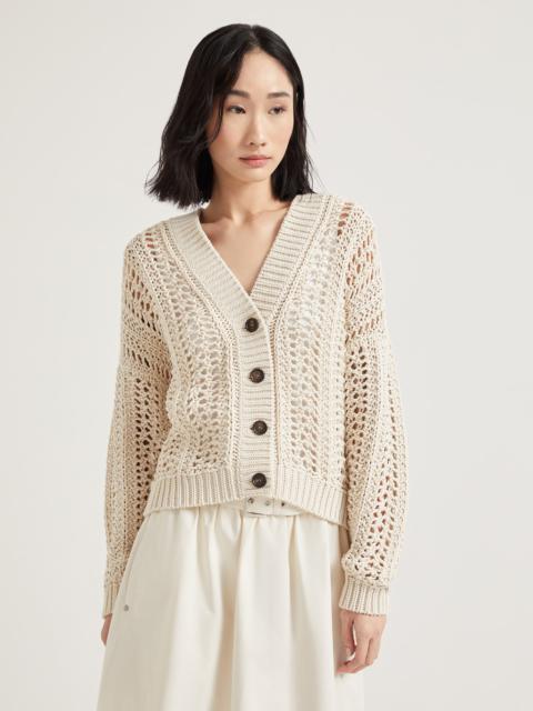 Cotton ribbed net cardigan