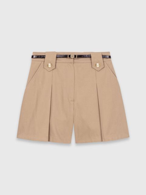 Pleated cotton shorts