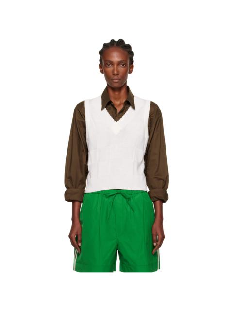 White Checkered Cotton & Cashmere Vest