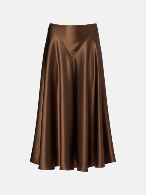 Ames silk satin midi skirt
