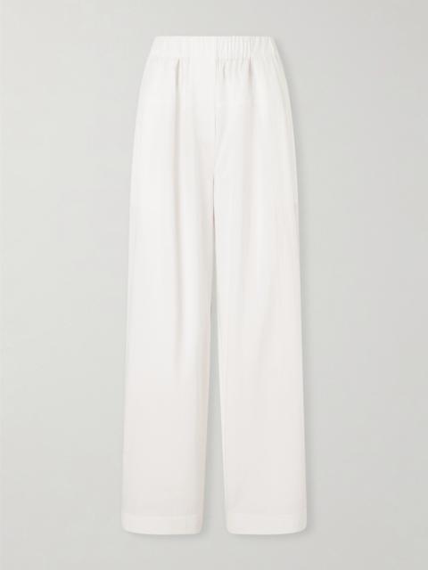 Pleated Cotton-blend Wide-leg Pants