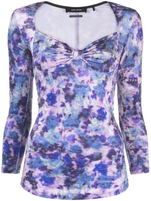 Gubaia floral-printed velvet top