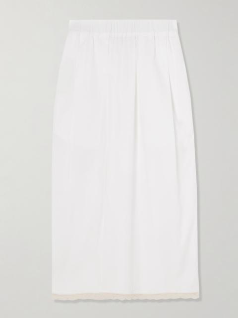 Lace-trimmed Poplin Midi Skirt