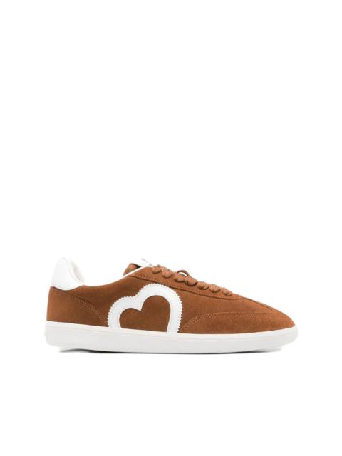 heart-appliqué suede sneakers