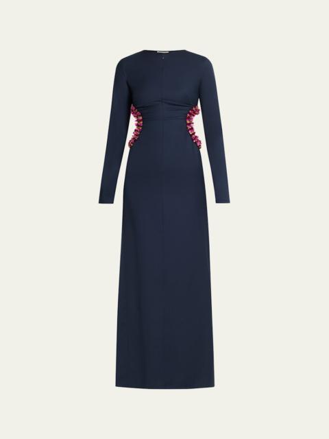 Helm Embellished Cutout Long-Sleeve Maxi Dress