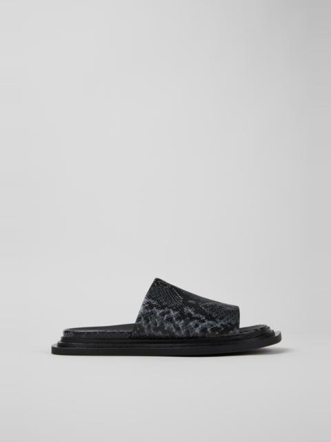 Gray-Black Leather Sandals