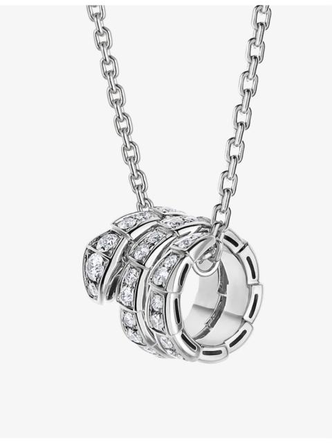 Serpenti Viper 18ct white-gold and 0.63ct round-cut diamond pendant necklace