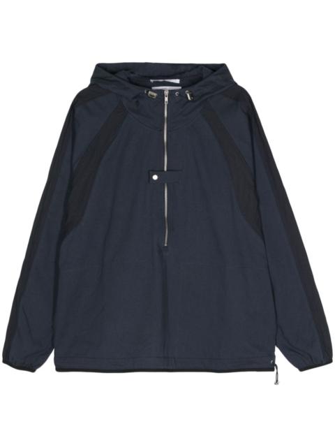 twill-weave half-zip hoodie
