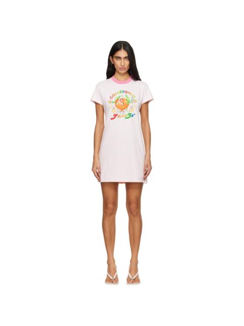 Pink Orange Mascot Printed T-shirt Minidress