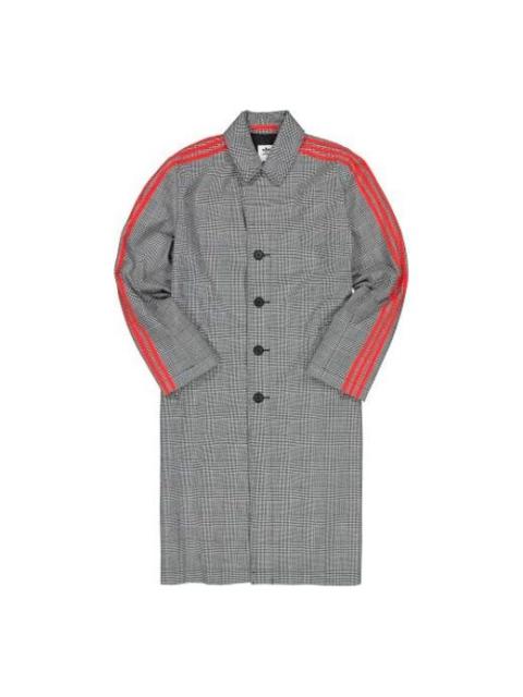 adidas originals x 424 Trench Coat Crossover Gray Plaid Long Windbreaker Gray FS6235