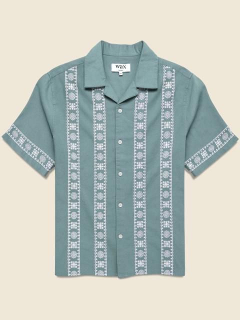 Placement Border Didcot Shirt - Sea Green/Ecru