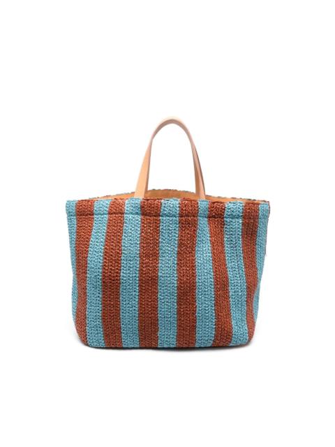 Riviera striped raffia tote bag