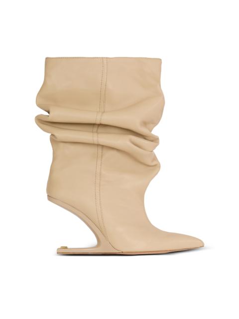 No Wedge smooth leather ankle boots