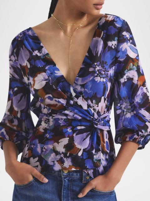 Michele Floral Twist-Front Blouse
