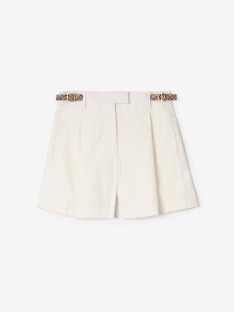 Check Trim Cotton Poplin Shorts