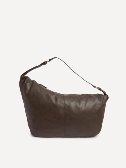 Big Dry Brown Leather Shoulder Bag