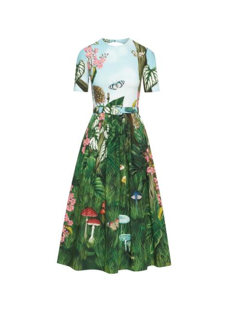 BOTANICAL FOREST POPLIN MIDI DRESS