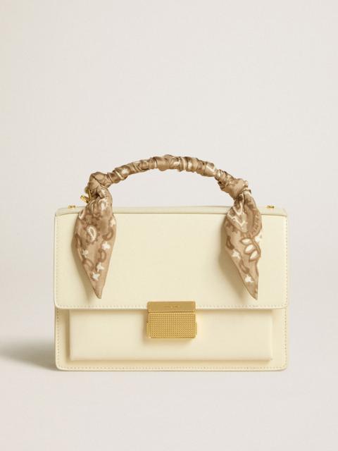 Venezia Bag in butter-colored boarded leather with silk scarf