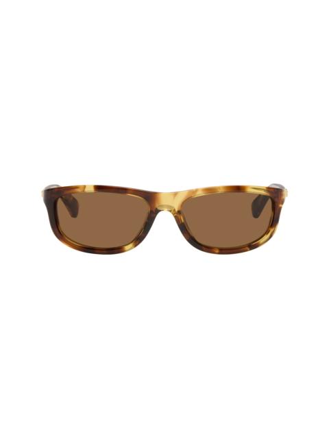 Brown Slim Ribbon Rectangular Sunglasses