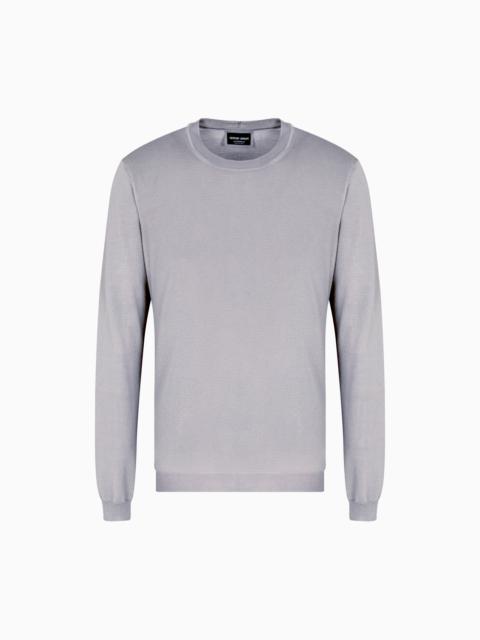LONG-SLEEVED, CREW-NECK JUMPER IN SILK AND COTTON