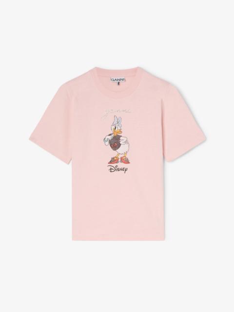 GANNI X DISNEY DAISY DUCK PINK PRINTED CROPPED T-SHIRT