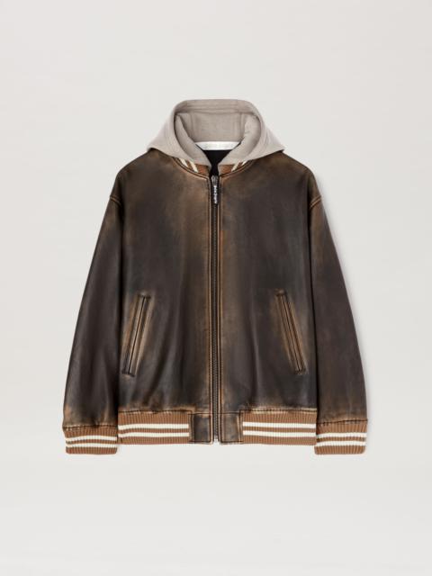 Curved logo Leather Bomber