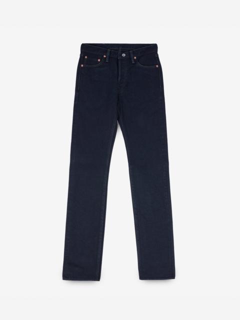 IH-666S-21OD 21OZ SELVEDGE DENIM SLIM STRAIGHT CUT JEANS - INDIGO OVERDYED BLACK