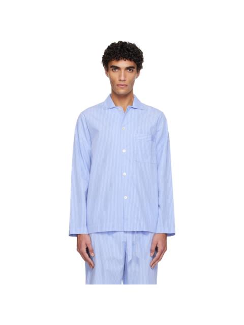 Blue Poplin Long-Sleeved Pyjama Shirt