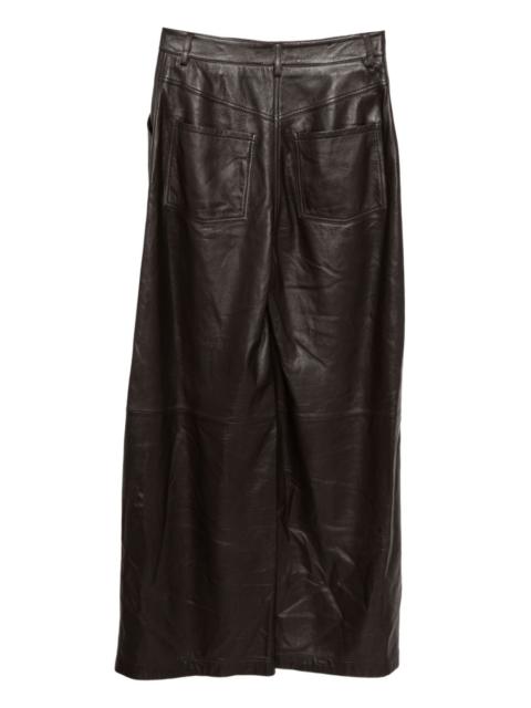 lamb leather straight-leg trousers