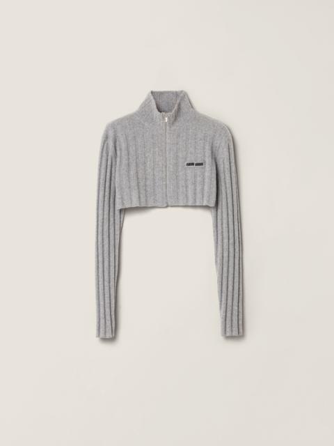 Cropped wool and cashmere cardigan