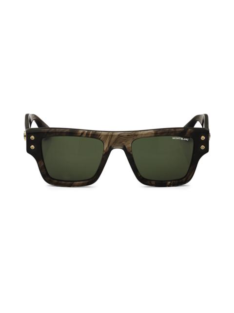 Rectangular Sunglasses with Melange Colored Acetate Frame
