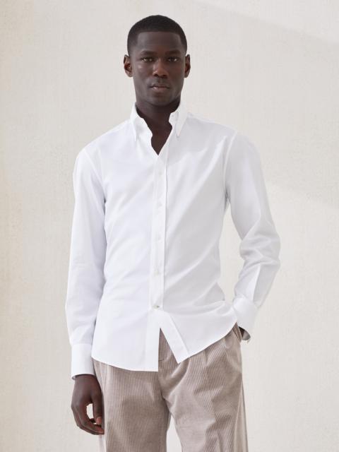 Twill slim fit shirt with button-down collar