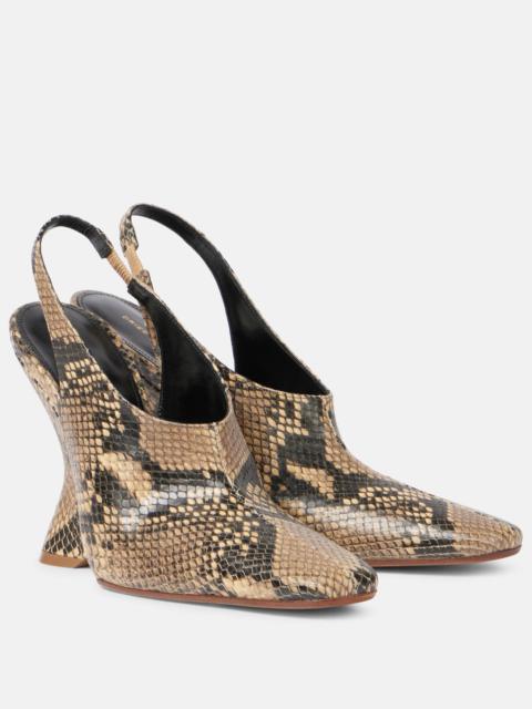Snake-effect leather wedges