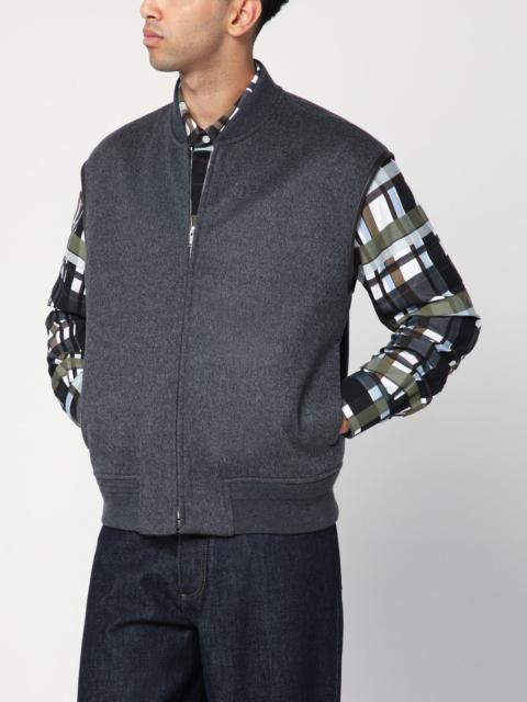 Grey wool zip-up vest