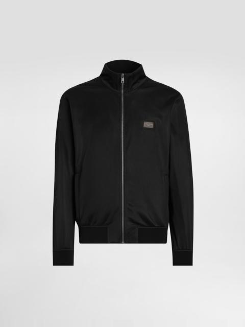 Technical jersey sweatshirt with branded tag