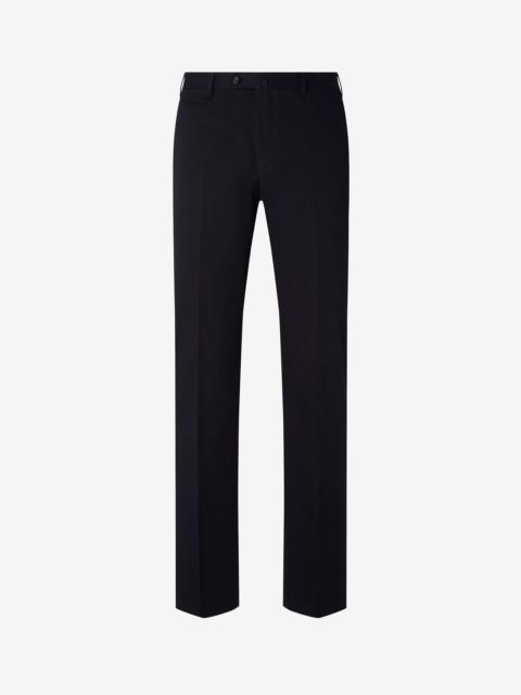 Blue stretch cashmere and cotton gabardine trousers