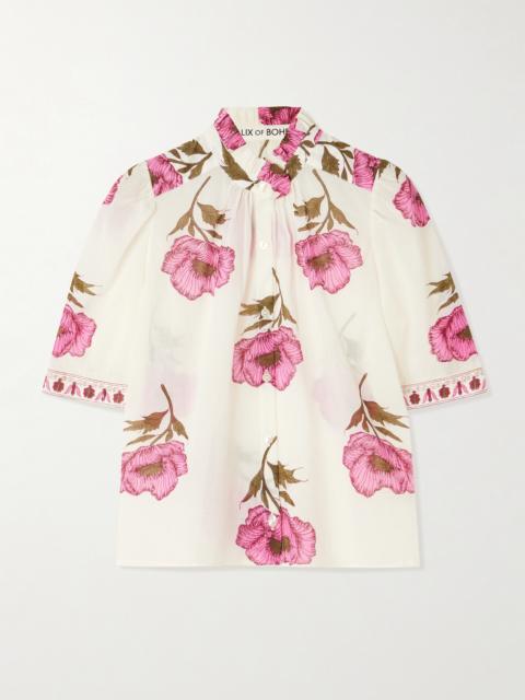 Winn Ruffled Floral-print Cotton-voile Blouse