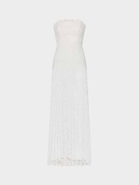 Norelle Strapless Mixed Laces Pleated Combo Dress
