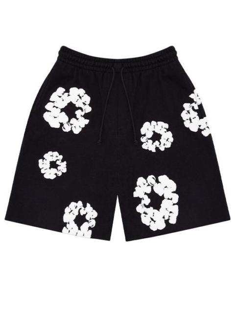 Denim Tears Cotton Wreath Logo Shorts 'Black White' 402-010-30