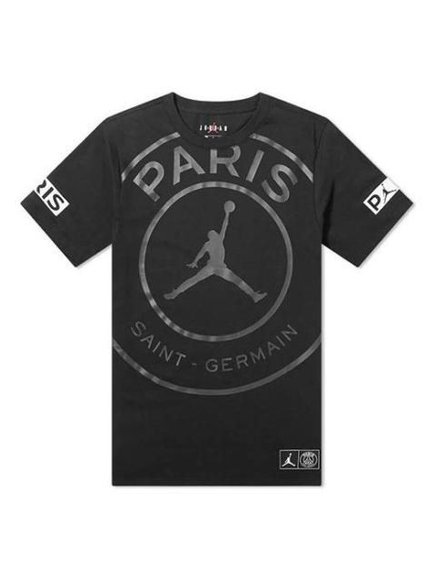 Air Jordan Paris Saint-Germain Logo Tee Printing Short Sleeve US Edition Black BQ8384-010