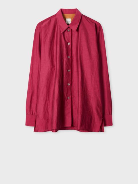 Women's Magenta Silk-Blend Long-Sleeve Shirt