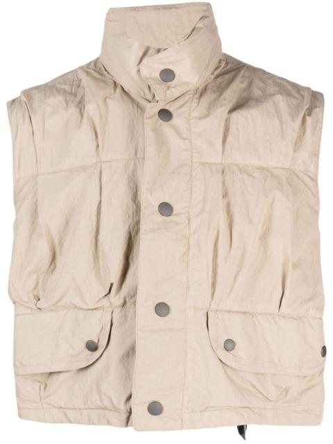 cropped poplin-texture gilet