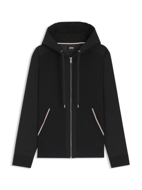 COTTON-TERRY ZIP-UP HOODIE WITH SIGNATURE-STRIPE TRIMS