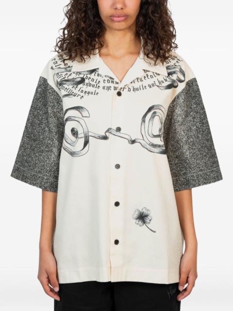 rose-print short-sleeve shirt
