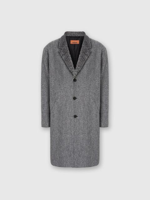 Wool Cloth Coat with Chevron Pattern